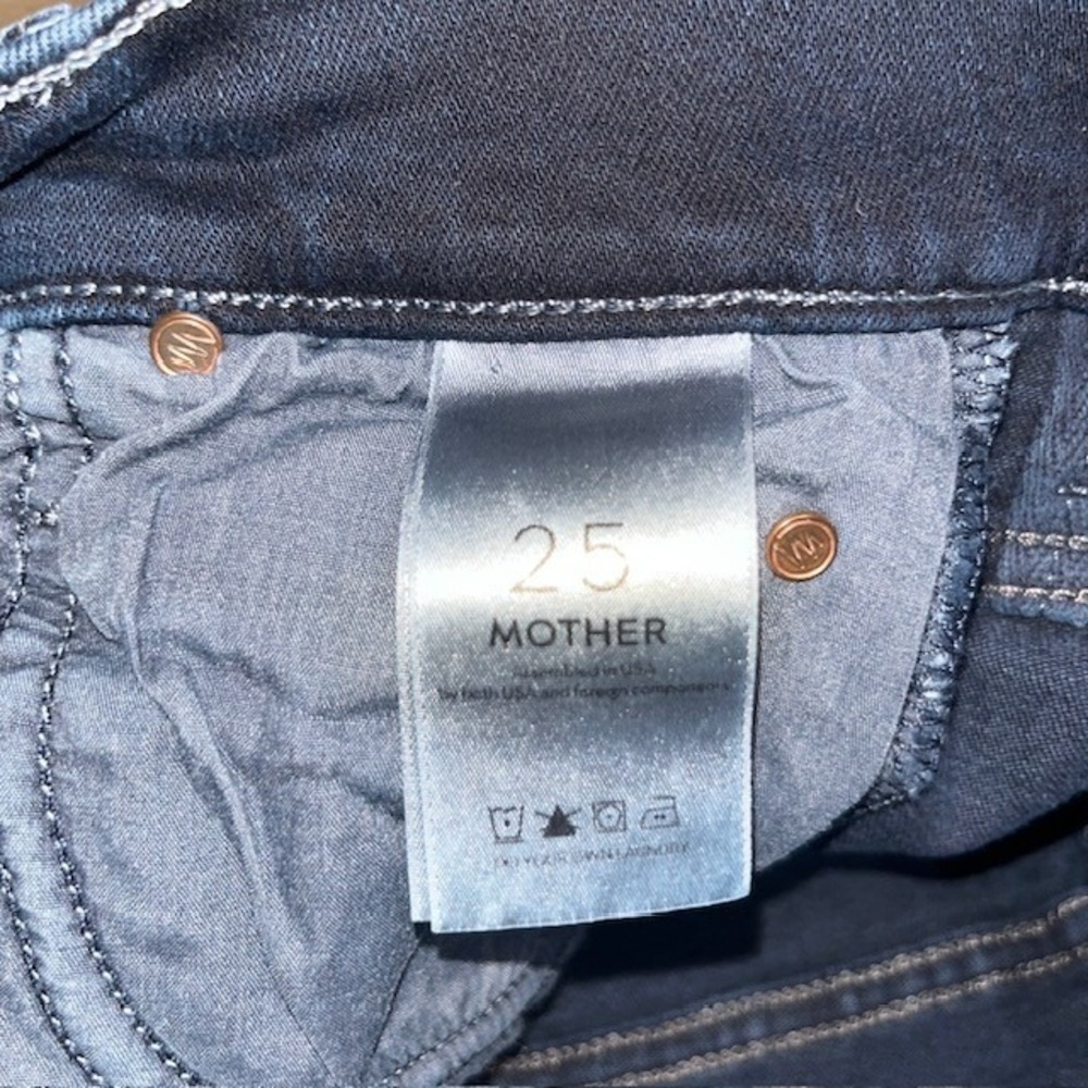 MOTHER The Stunner Zip Two Step Fray Skinny Jeans Last Call Dark Wash 25 - Picture 10 of 11